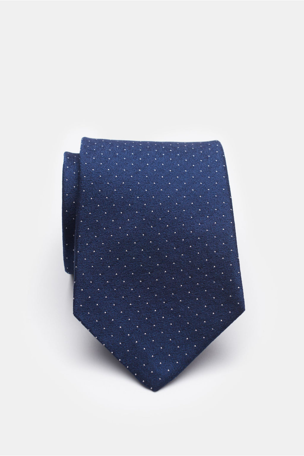 Borrelli Silk tie dark blue/white dotted - dotted
