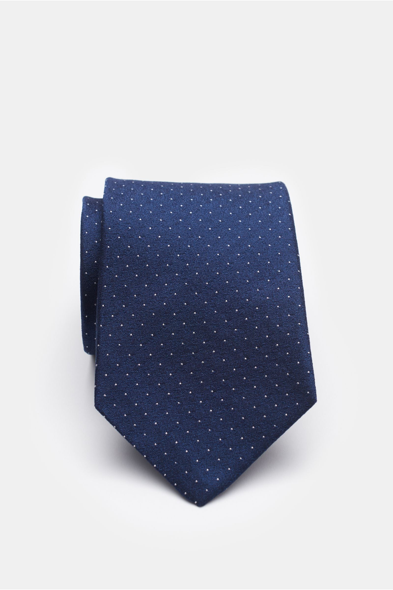 Borrelli Silk tie dark blue/white dotted - dotted