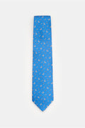 Eddy Monetti Silk tie blue/off-white - white patterned