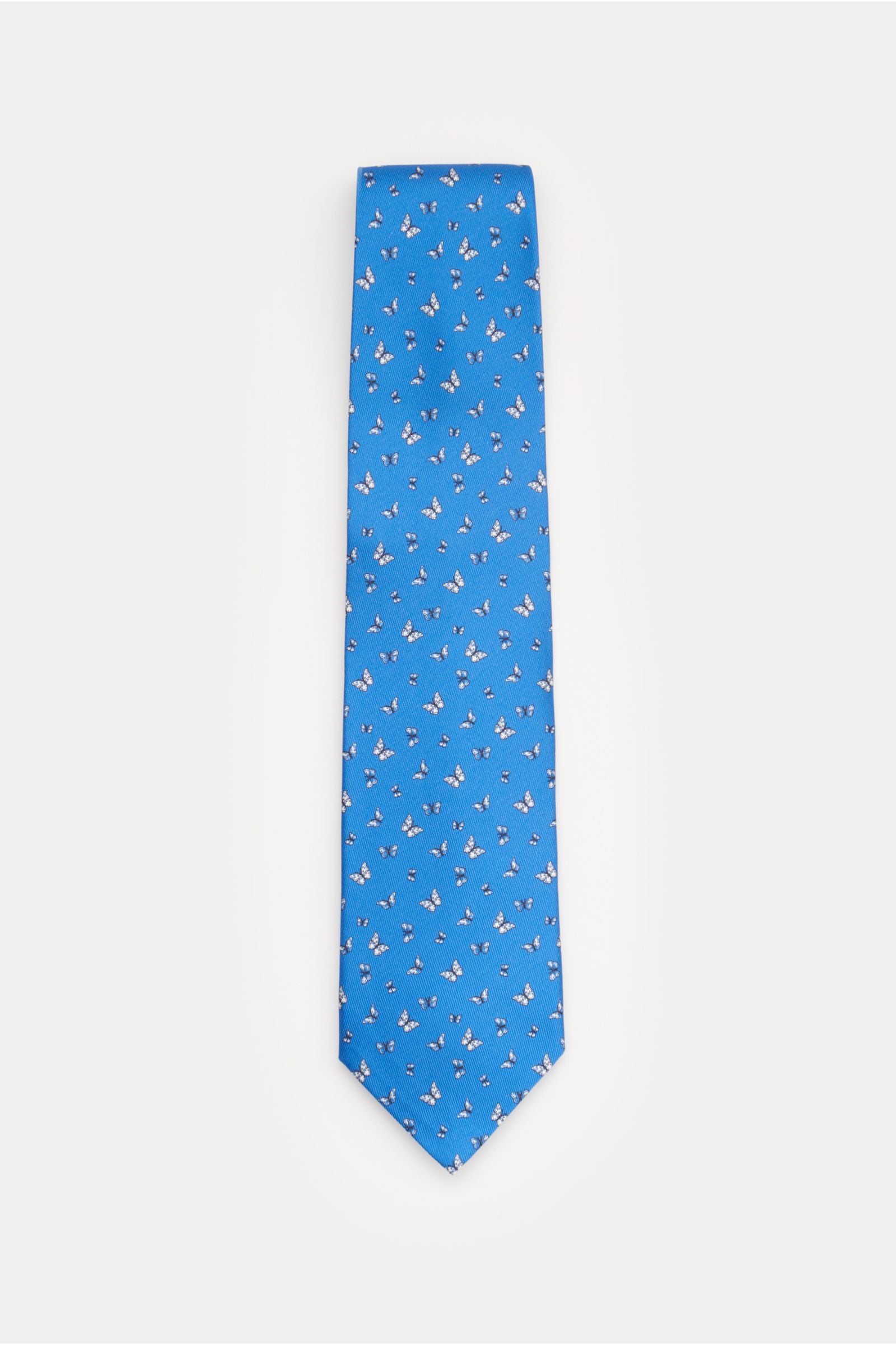 Eddy Monetti Silk tie blue/off-white - white patterned