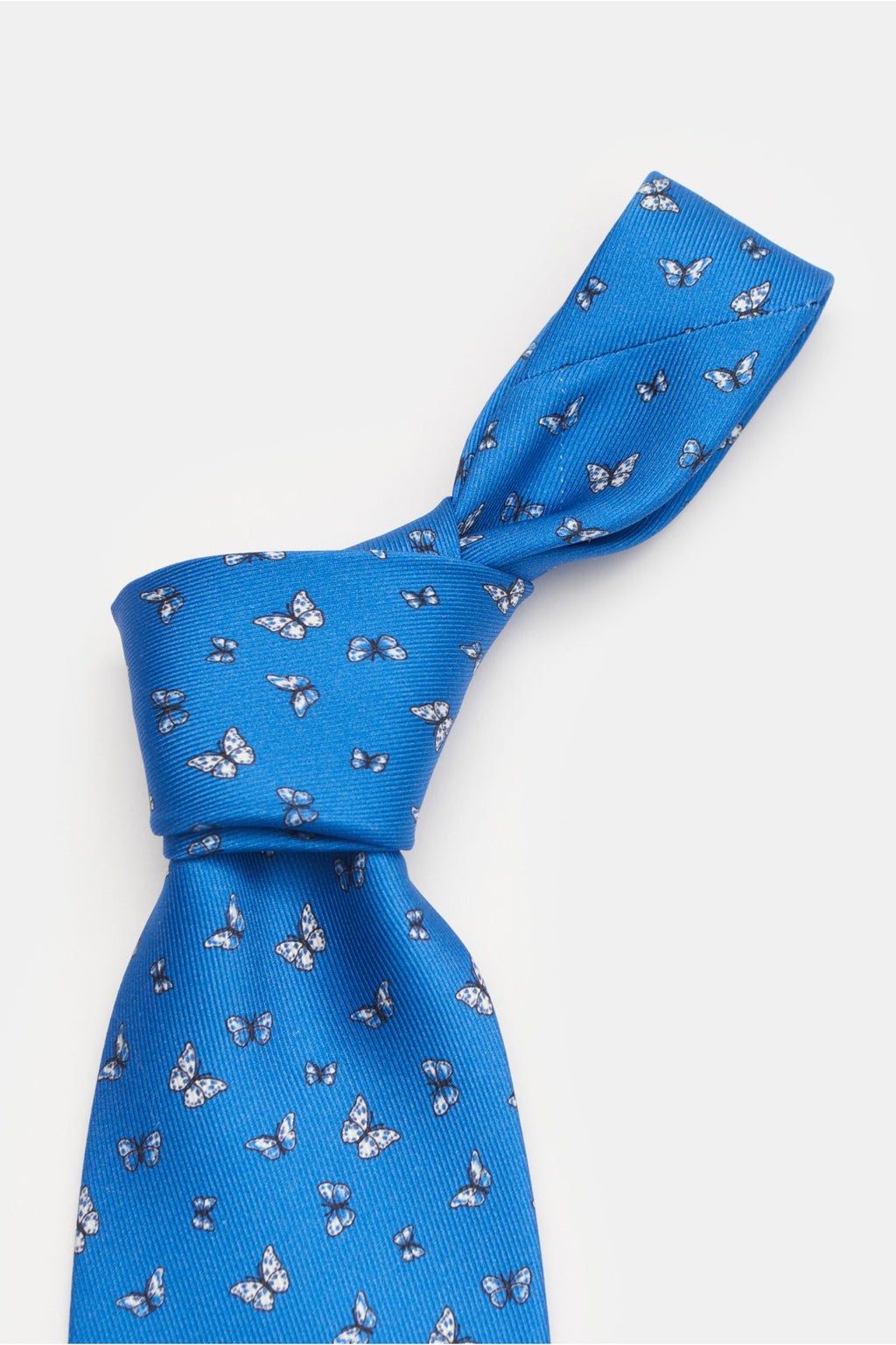 Eddy Monetti Silk tie blue/off-white - white patterned
