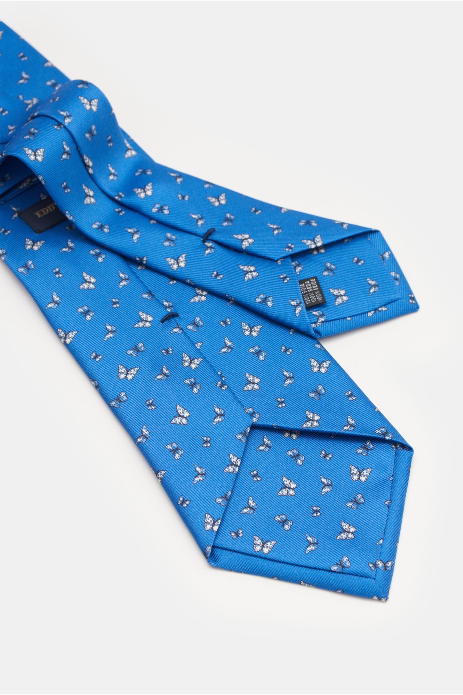 Eddy Monetti Silk tie blue/off-white - white patterned