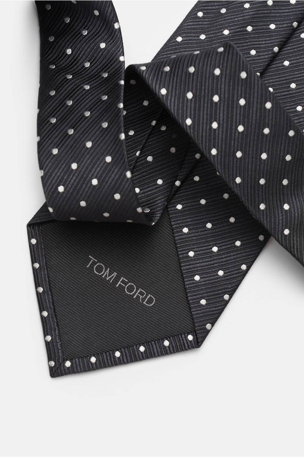 Tom Ford Silk tie anthracite/white dotted - dotted