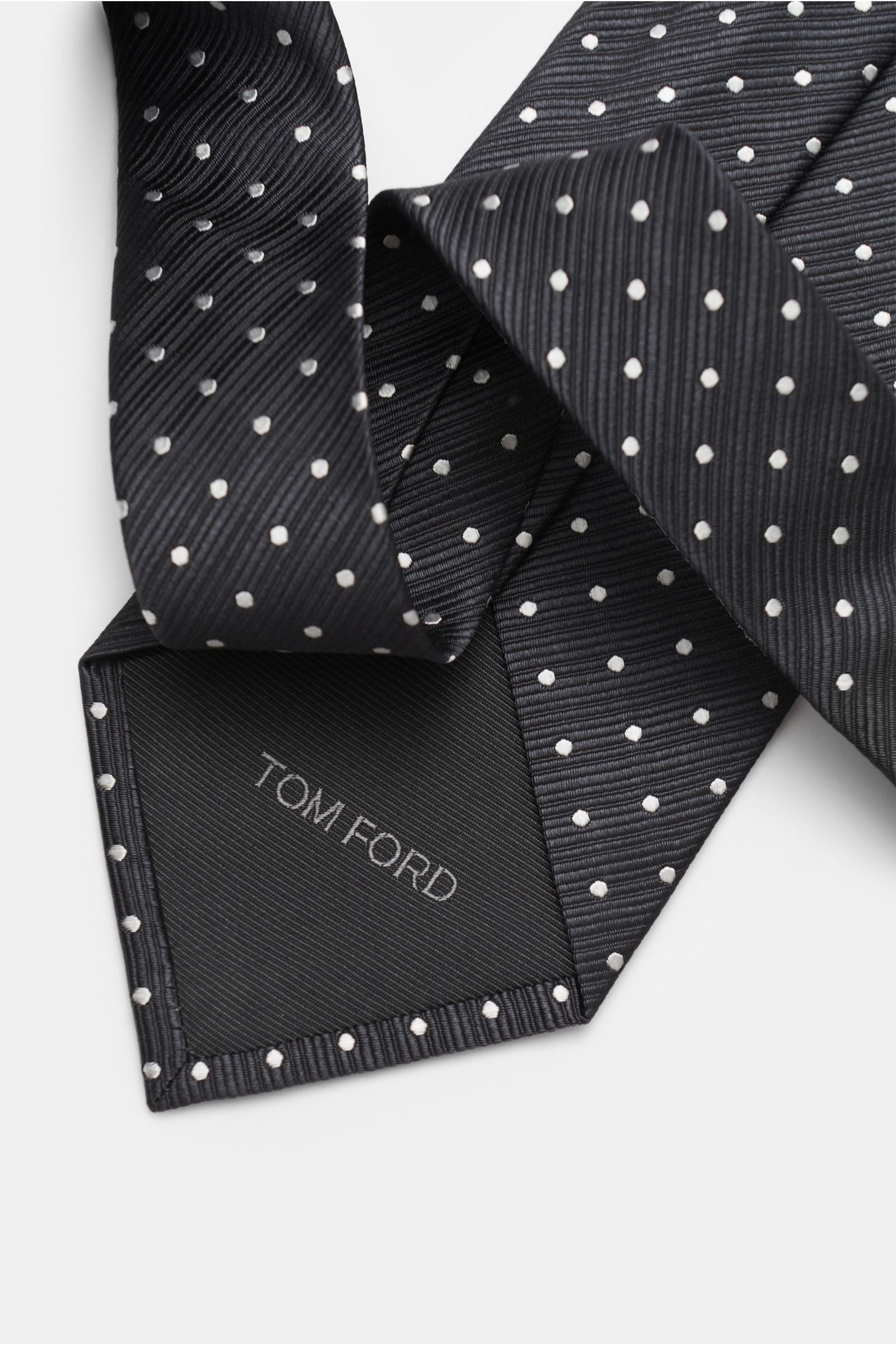 Tom Ford Silk tie anthracite/white dotted - dotted
