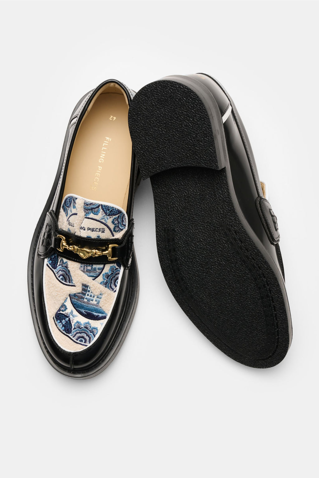 Filling Pieces Loafers 'Broken Plate' black/blue/off-white - white