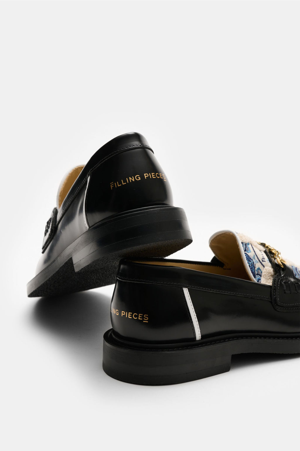 Filling Pieces Loafers 'Broken Plate' black/blue/off-white - white