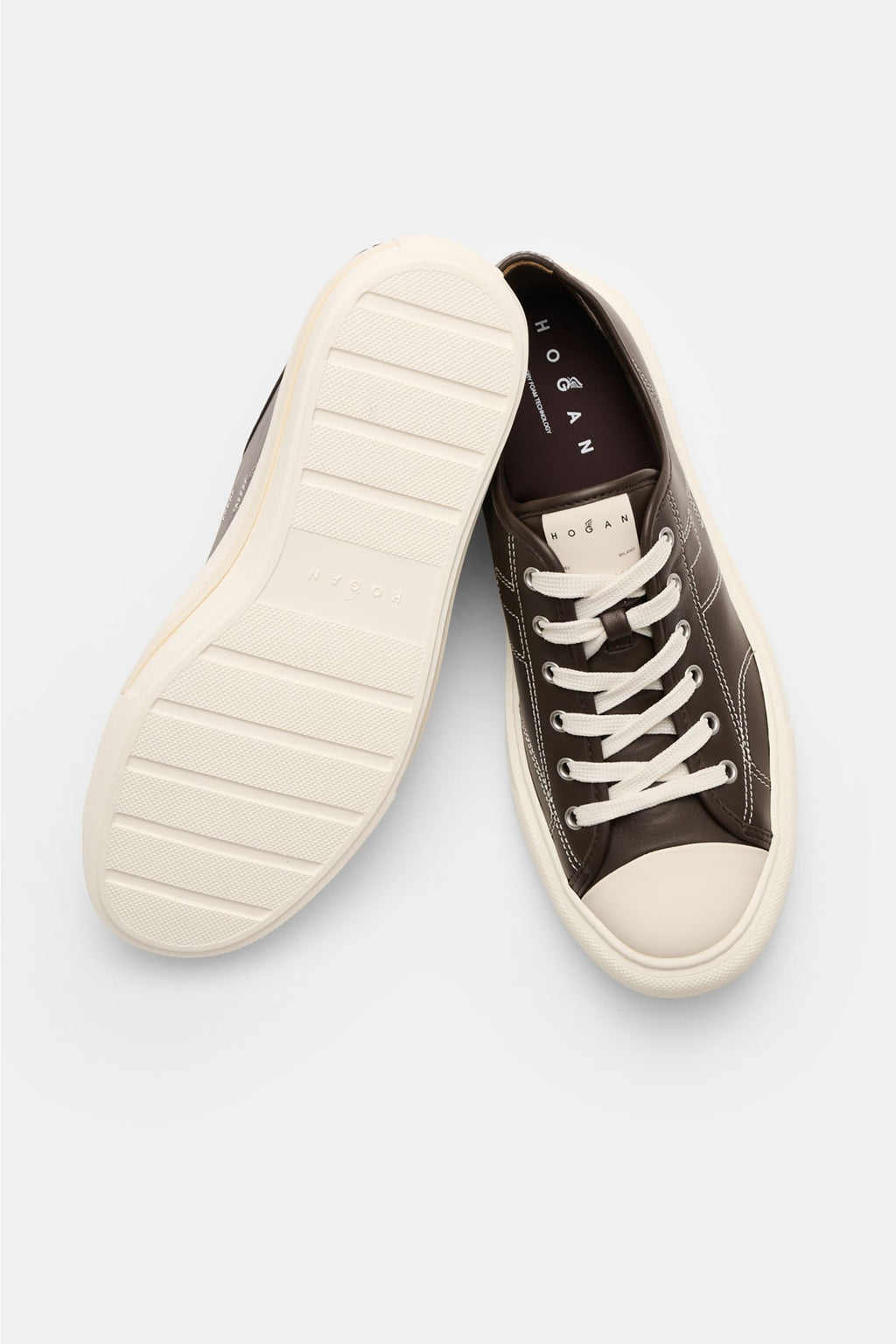 Hogan Sneakers 'Allacciato Cuciture' dark brown/off-white - white