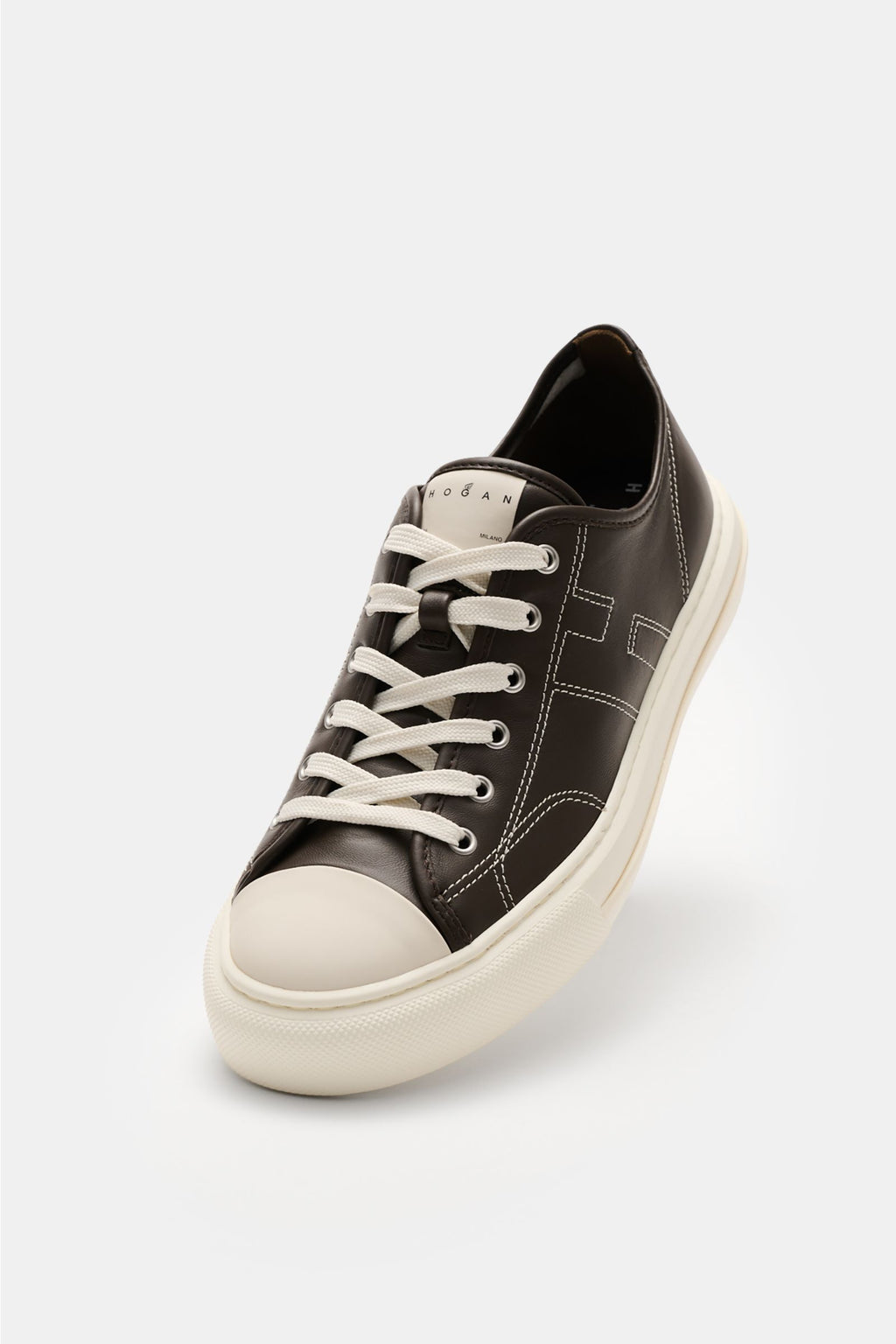 Hogan Sneakers 'Allacciato Cuciture' dark brown/off-white - white