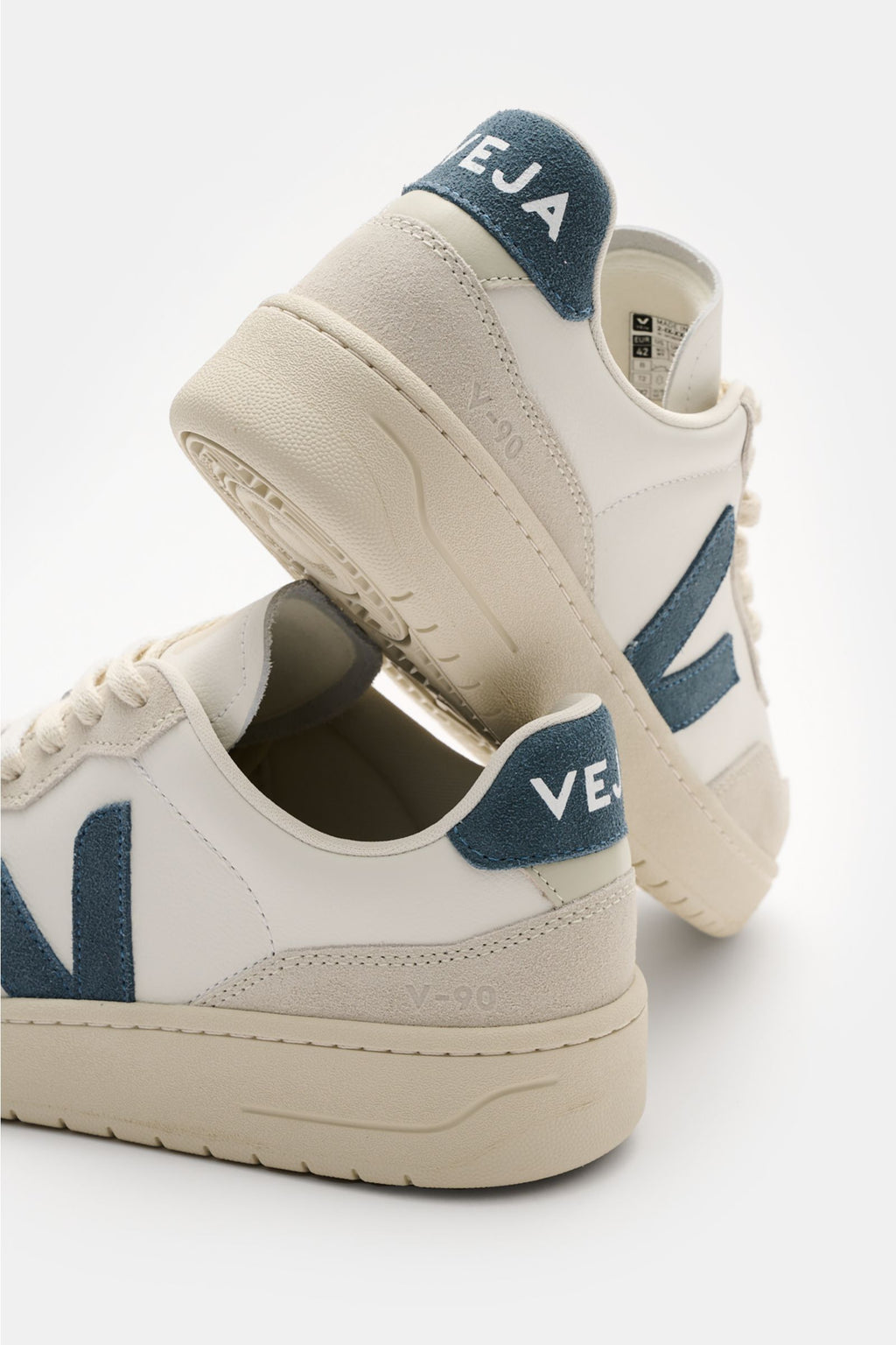 Veja Sneakers 'V-90 O.T. Leather' off-white/light grey/grey-blue - blue