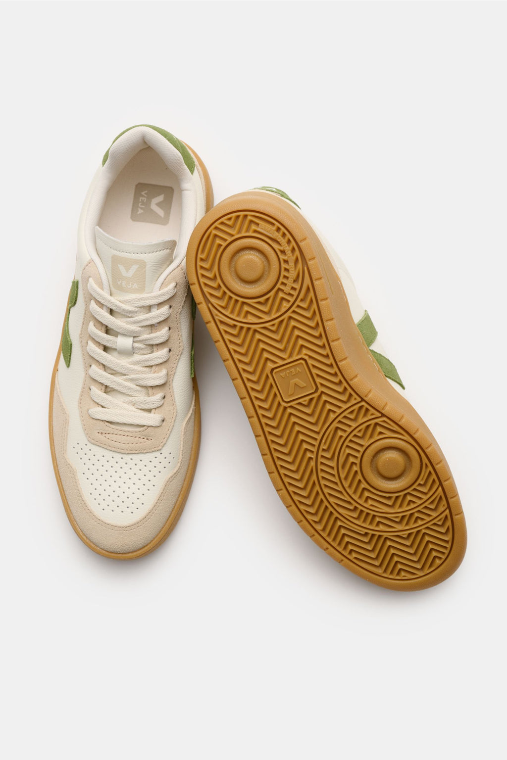 Veja Sneakers 'V-90 O.T. Leather' off-white/beige/sage - whitebeigesage