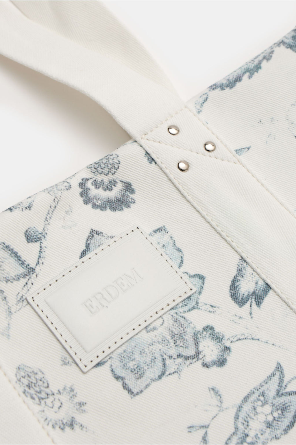 Erdem Denim tote bag white/grey-blue - blue patterned