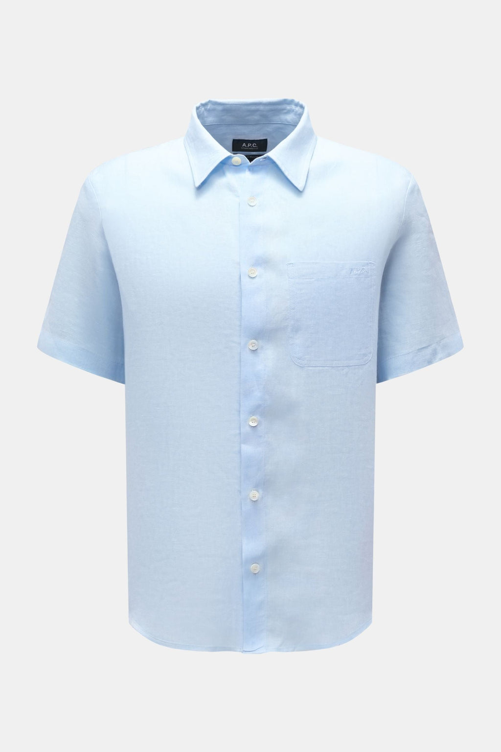 A.P.C. Linen short sleeve shirt 'Liaek' — Light blue