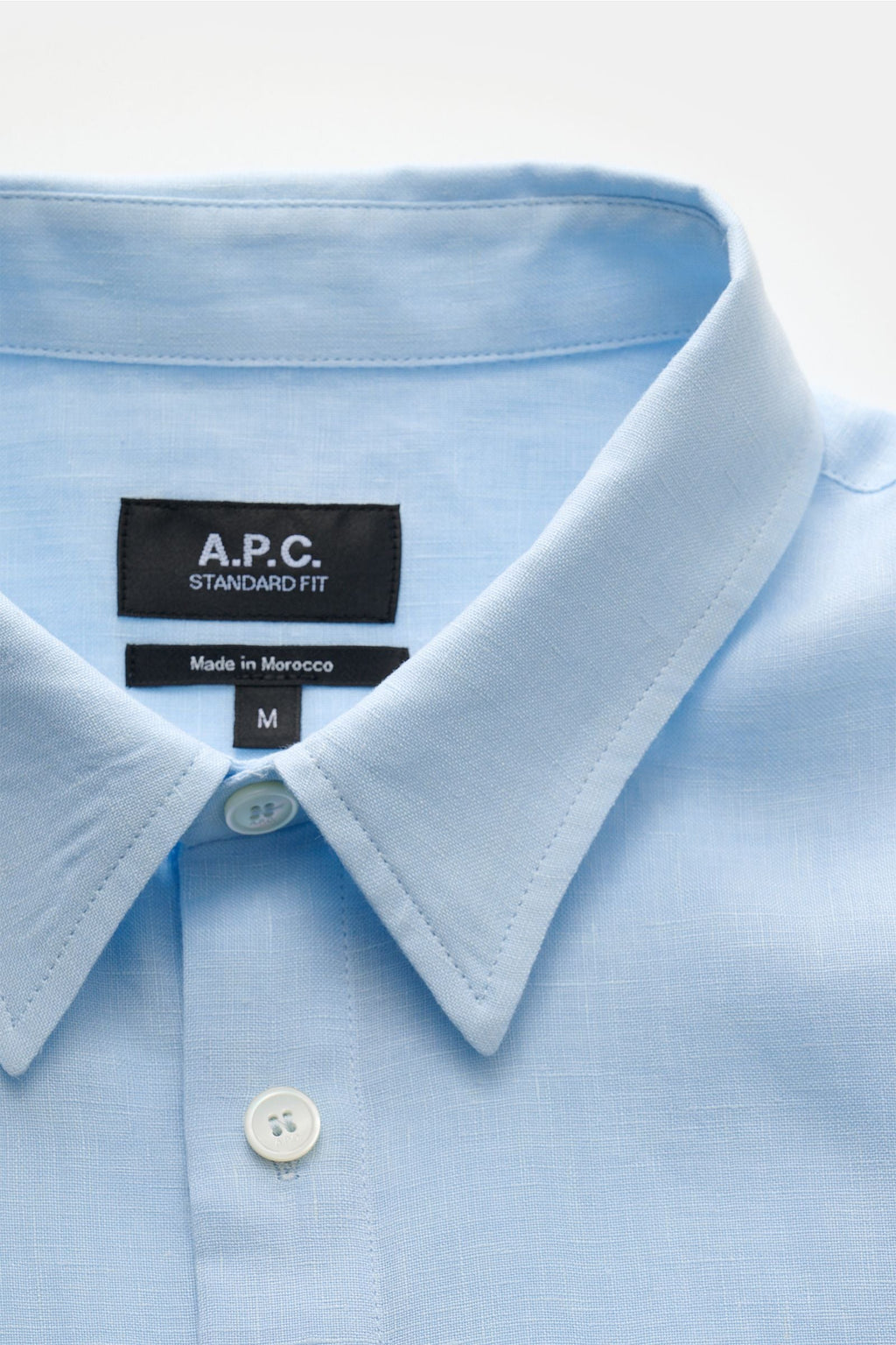 A.P.C. Linen short sleeve shirt 'Liaek' — Light blue