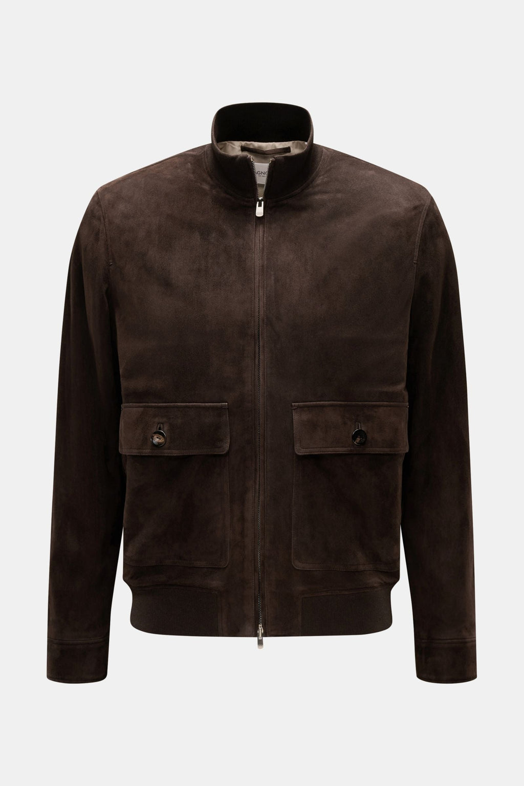 AGNONA Suede blouson — Dark brown