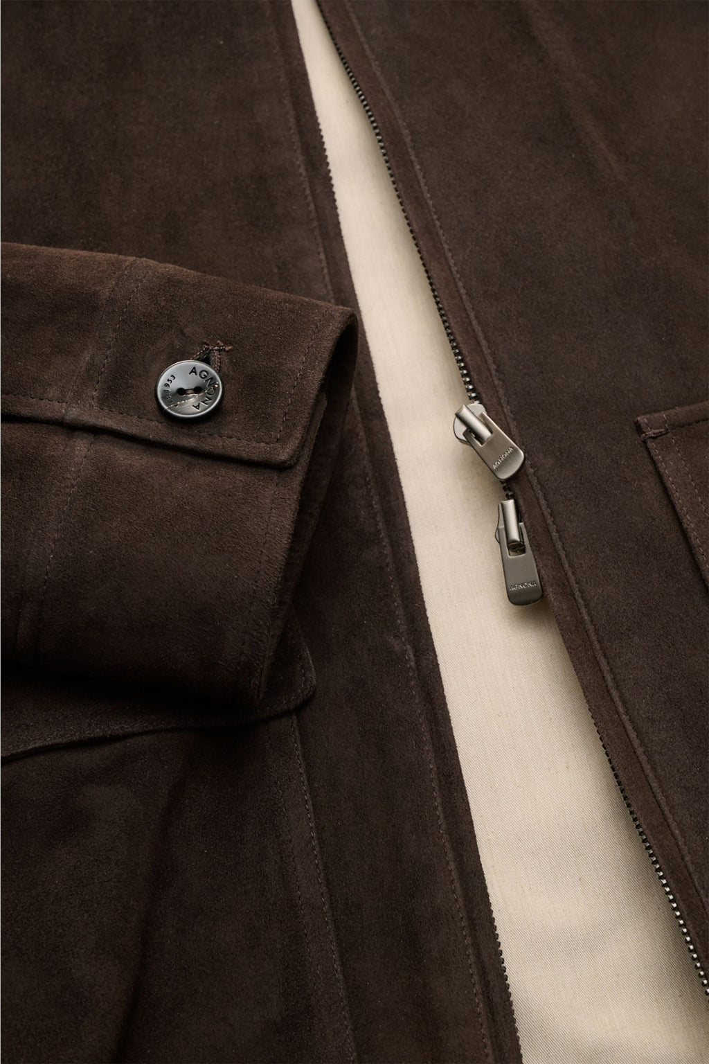 AGNONA Suede blouson — Dark brown