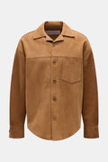 AMI PARIS Suede overshirt — Camel