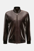 BRIONI Leather blouson 'Plad' — Dark brown