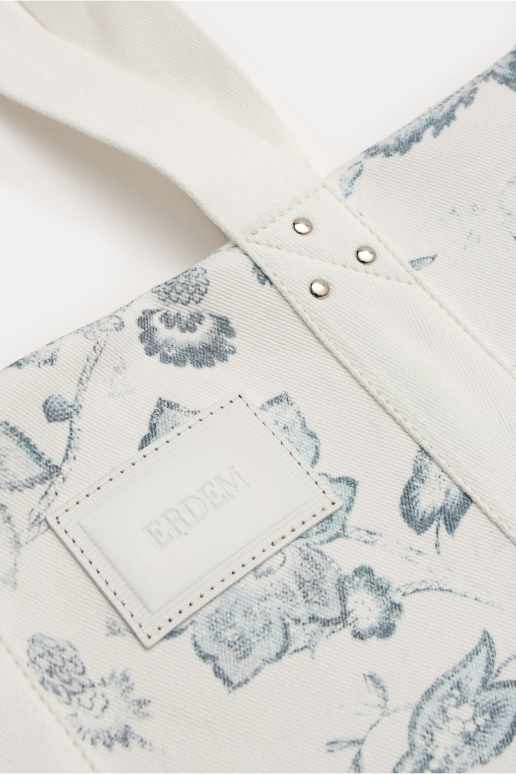 ERDEM Denim tote bag white / grey-blue