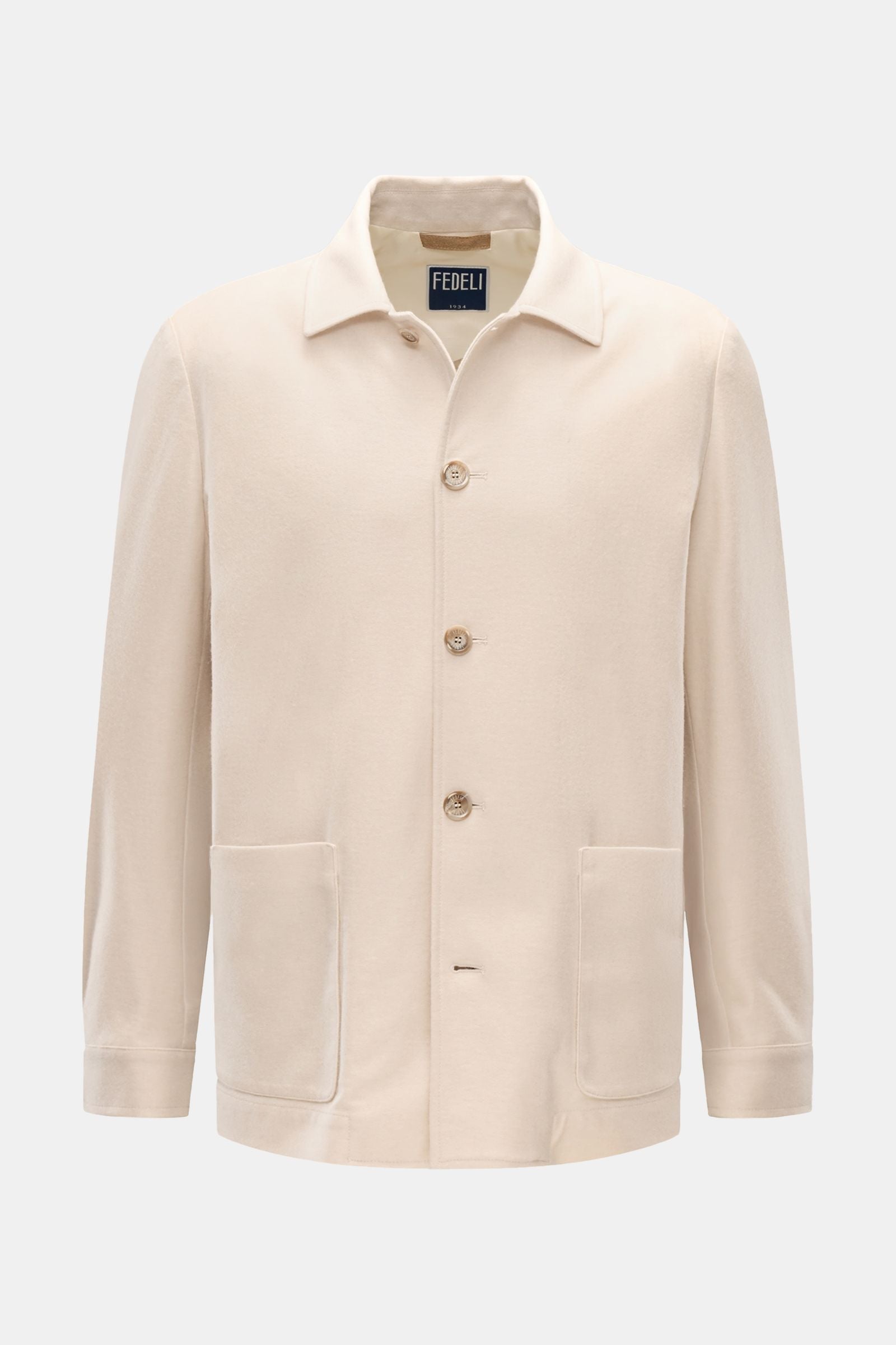 FEDELI Cashmere flannel jacket 'Oxford' — Sand