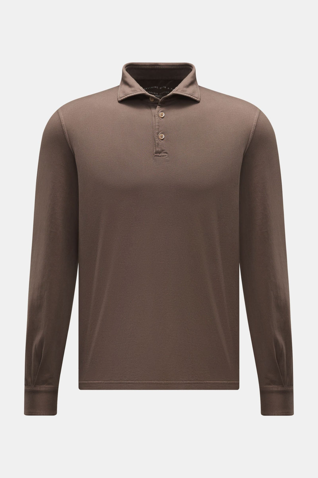 FEDELI Jersey long sleeve polo shirt 'Zero' — Grey brown