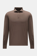 FEDELI Jersey long sleeve polo shirt 'Zero' — Grey brown