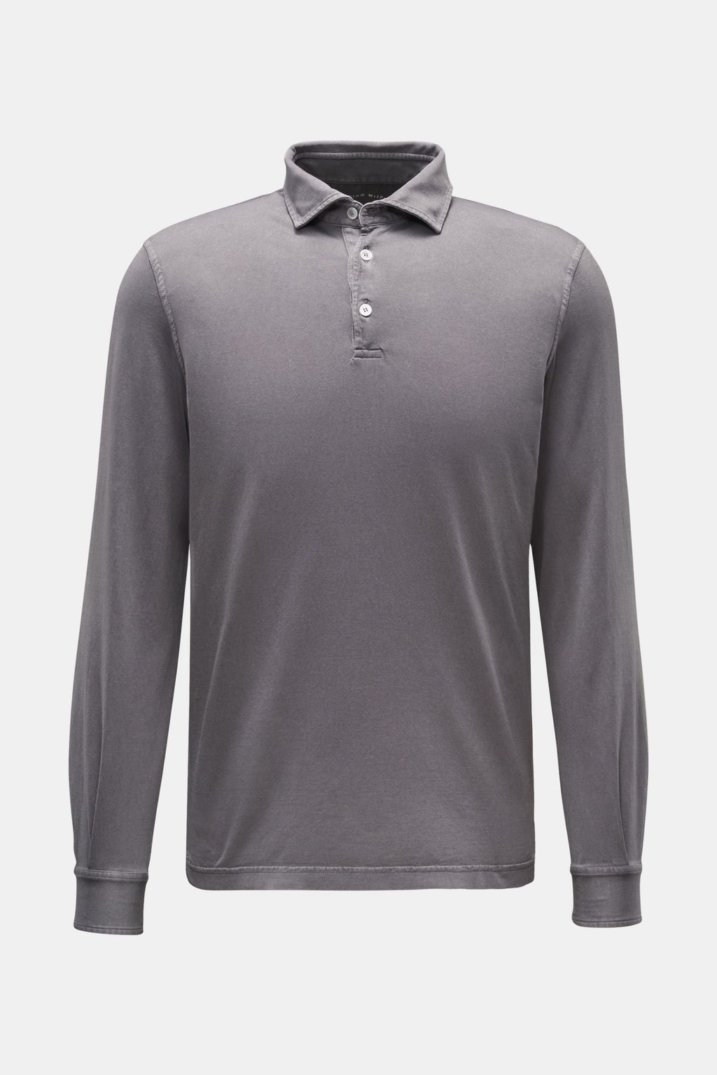 FEDELI Jersey long sleeve polo shirt 'Zero' — Grey brown