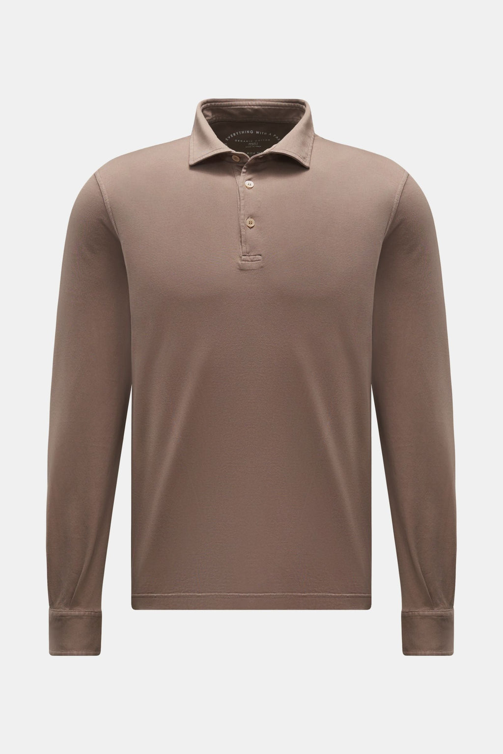 FEDELI Jersey long sleeve polo shirt 'Zero' — Grey brown