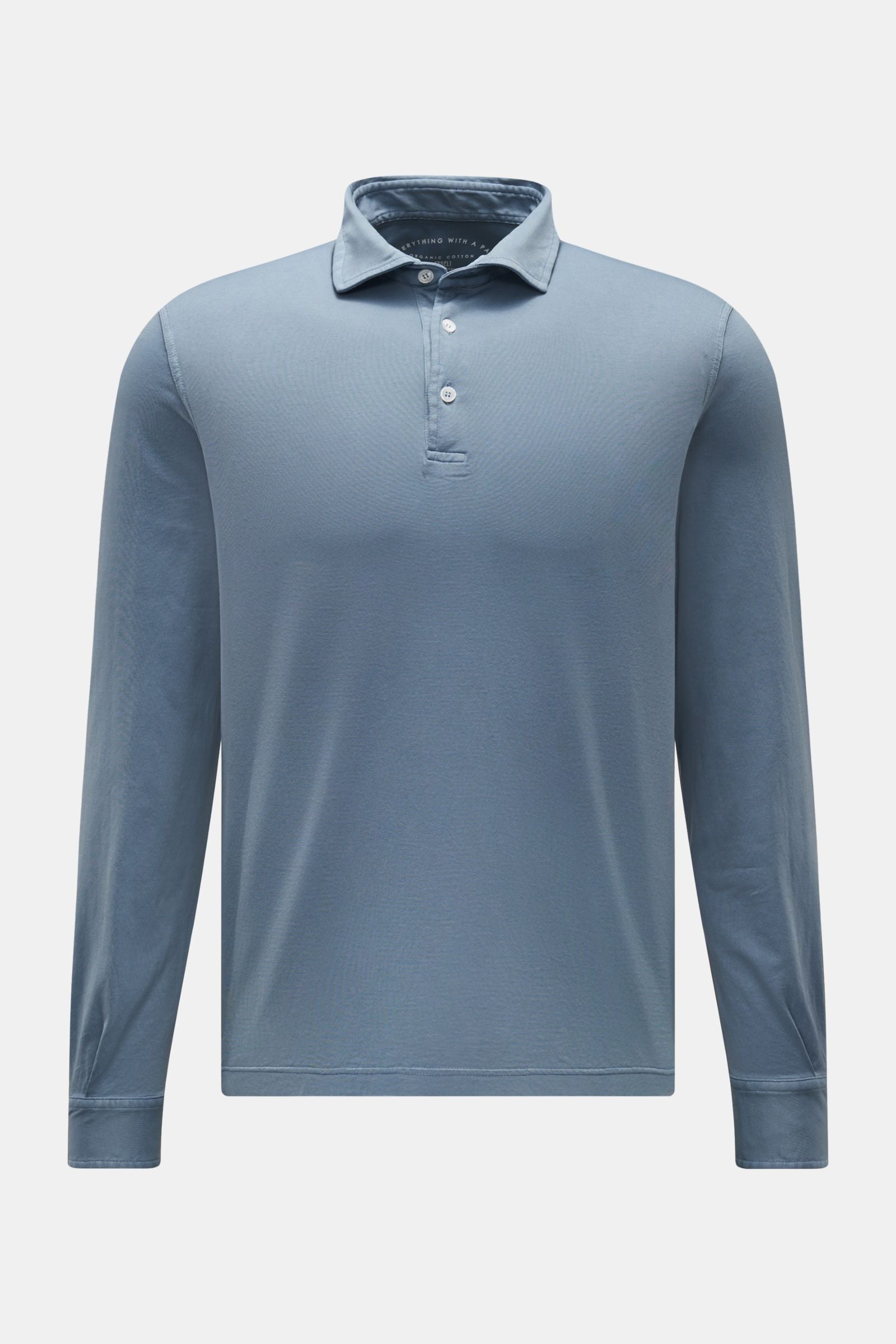 FEDELI Jersey long sleeve polo shirt 'Zero' — Grey brown