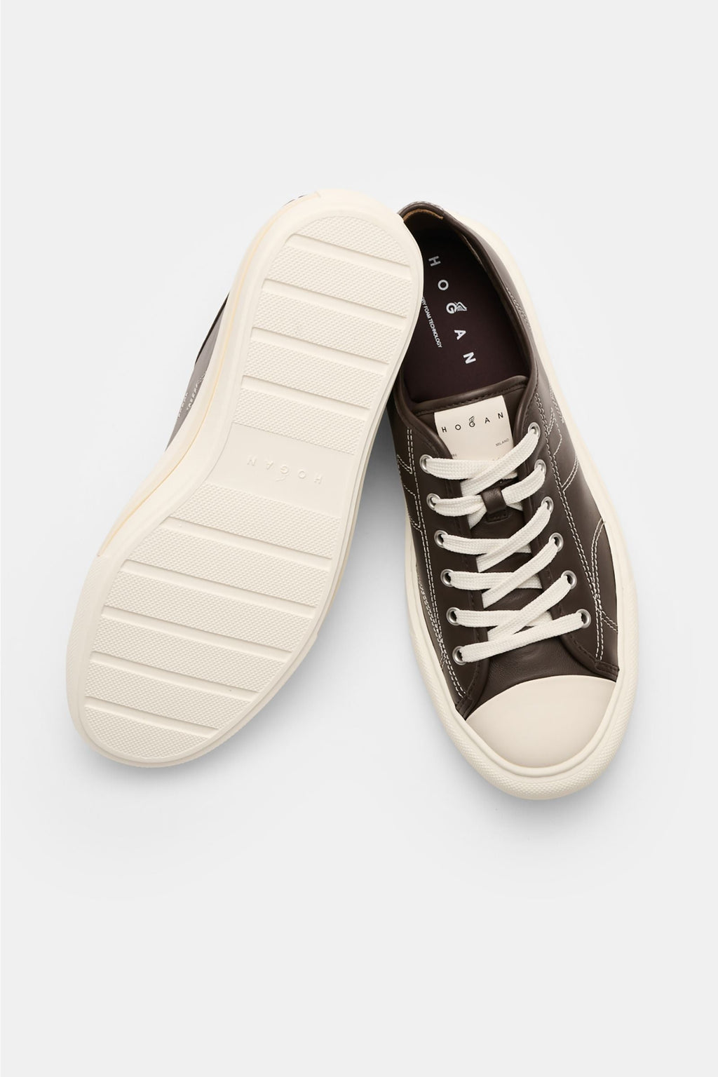 HOGAN Sneakers 'Allacciato Cuciture' dark brown / off-white