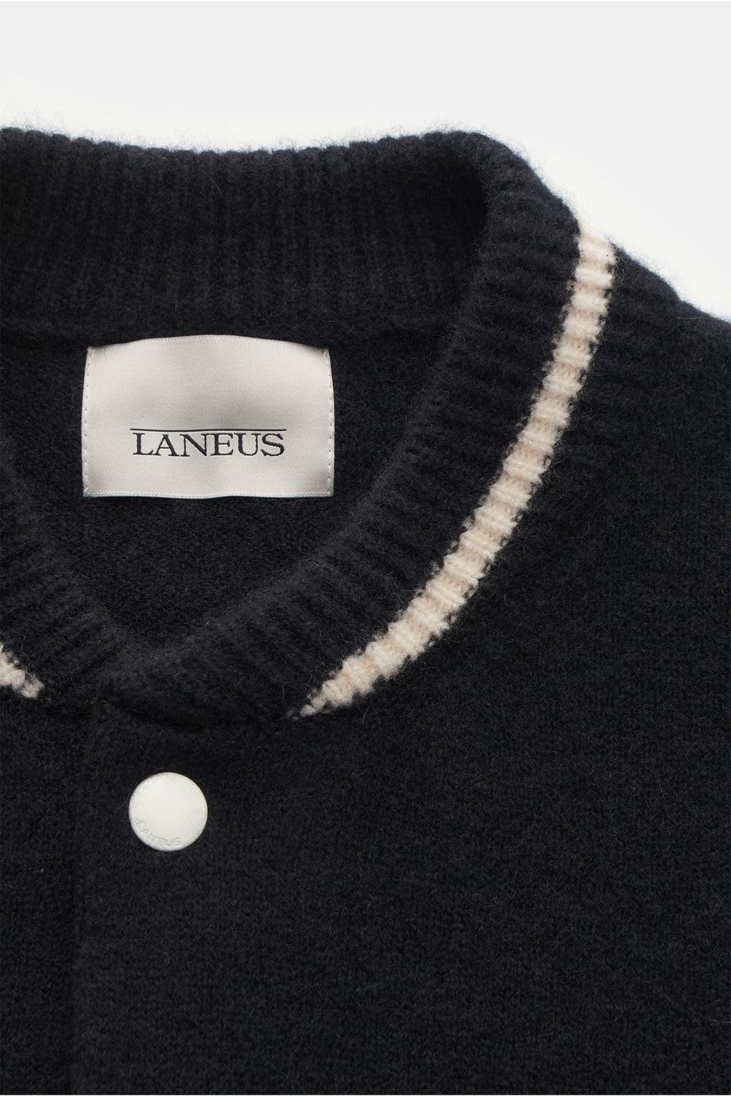 LANEUS Cardigan 'Soft Cashmere Bomber' black / off-white