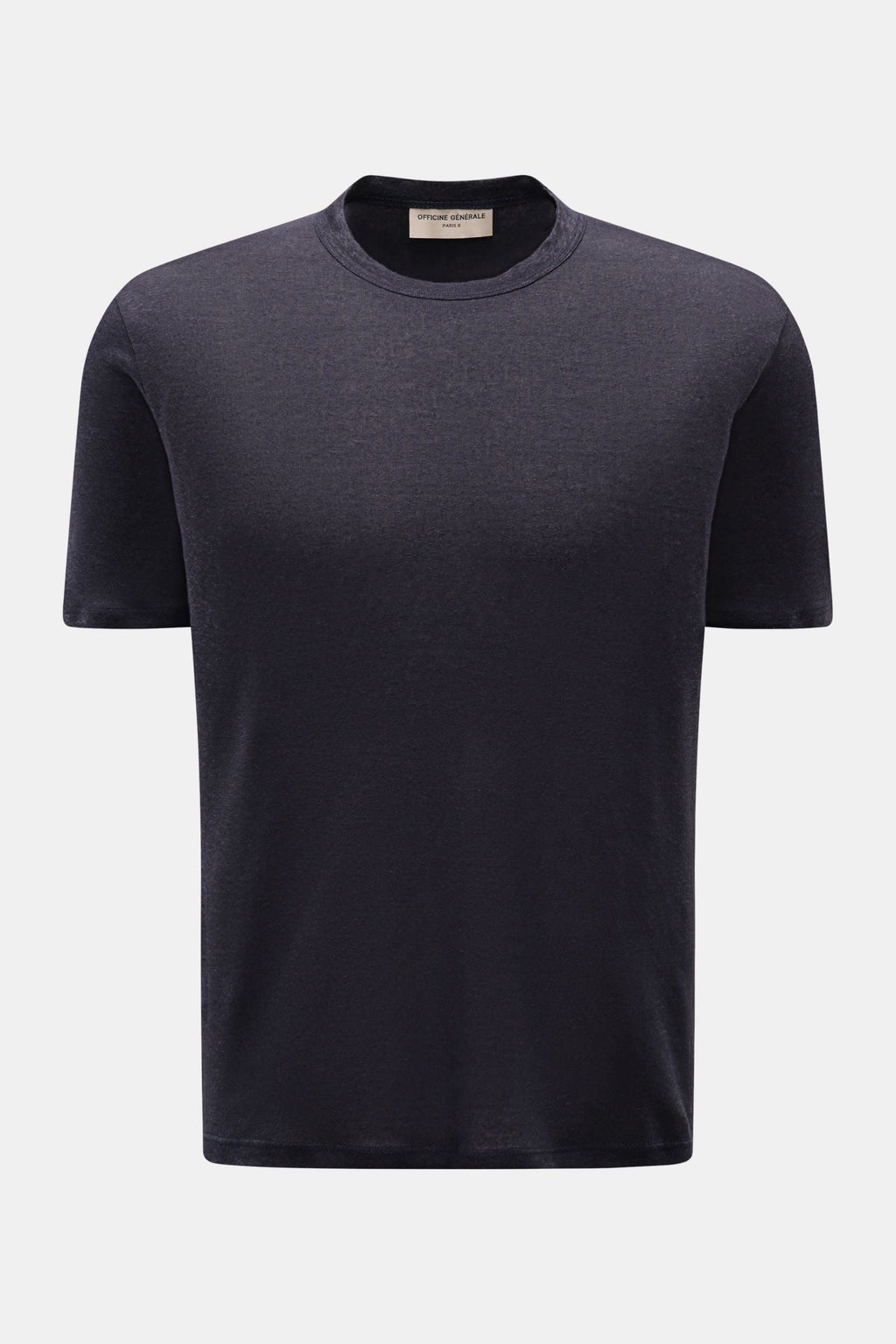 OFFICINE GÉNÉRALE Linen crew neck T-shirt — Navy