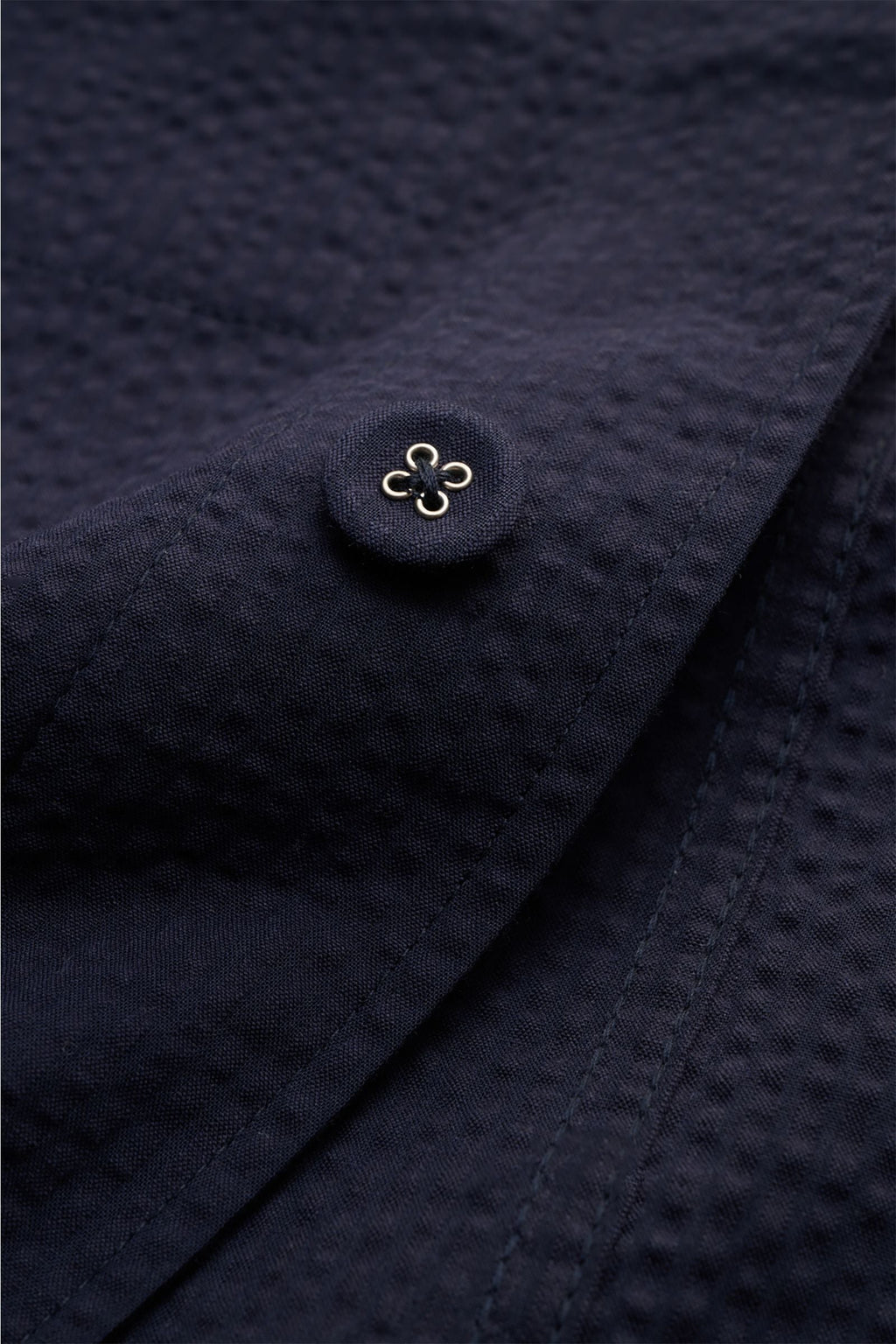 OFFICINE GÉNÉRALE Seersucker overshirt 'Sycamore' — Navy