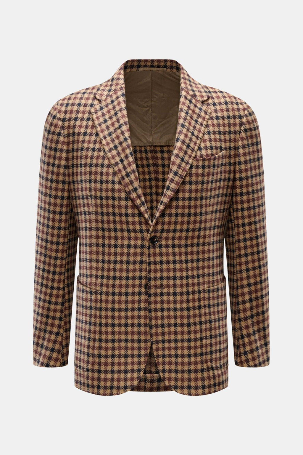 STILE LATINO Cashmere smart-casual jacket 'Vincenzo' — Light brown checked