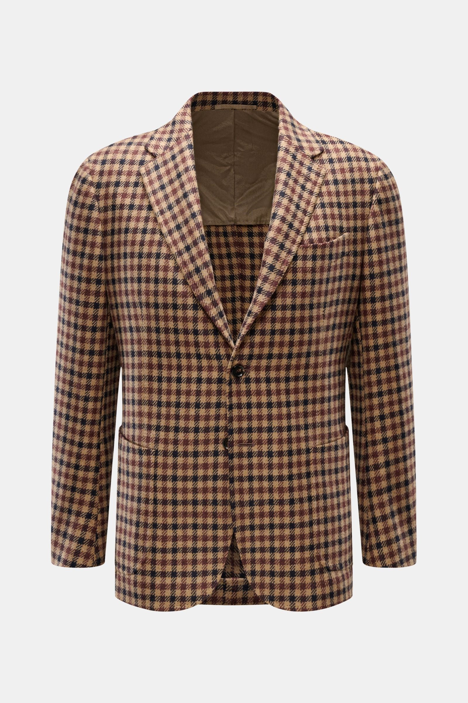 STILE LATINO Cashmere smart-casual jacket 'Vincenzo' — Light brown checked