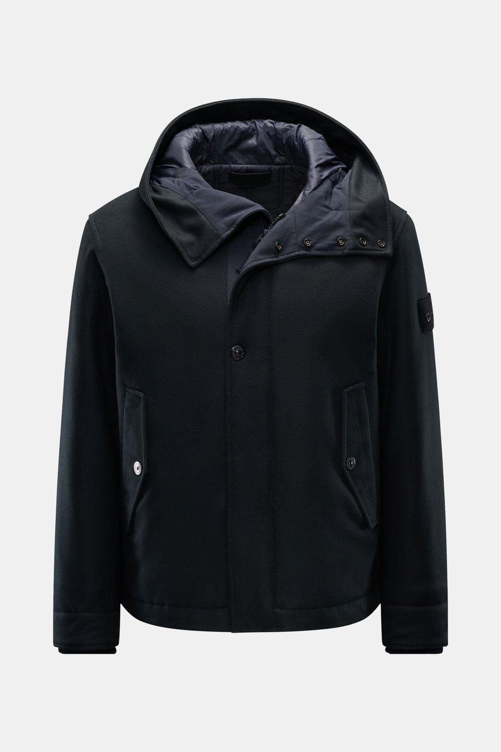 STONE ISLAND Jacket 'Wool Nylon Flannel Ghost Piece' — Navy
