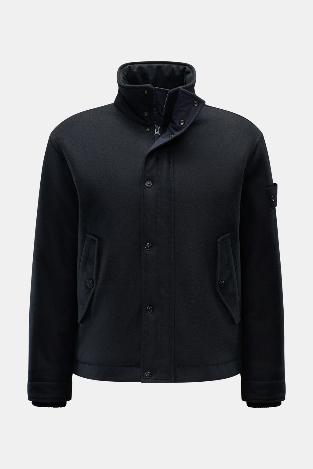 STONE ISLAND Jacket 'Wool Nylon Flannel Ghost Piece' — Navy