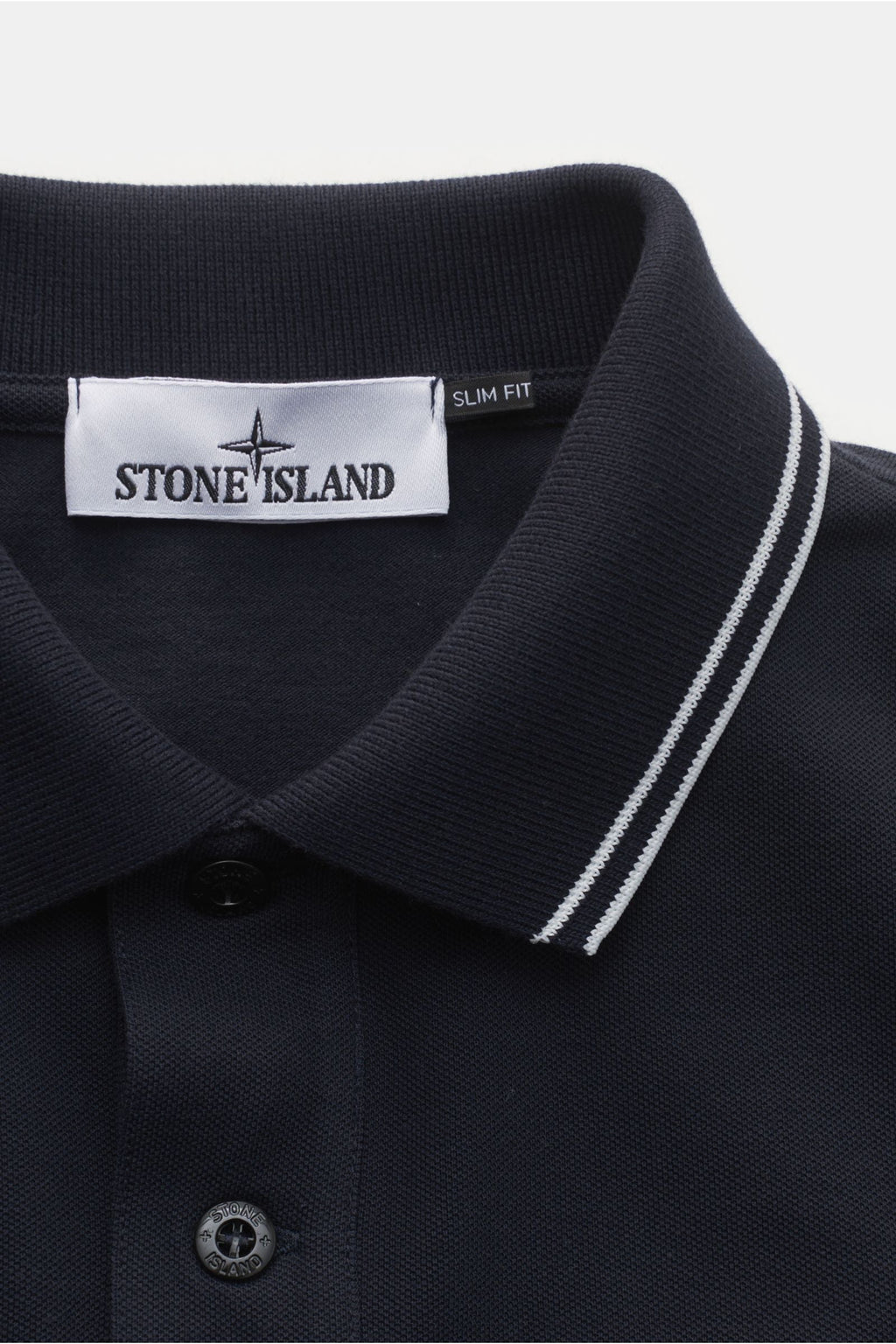 STONE ISLAND Long sleeve polo shirt — Dark navy
