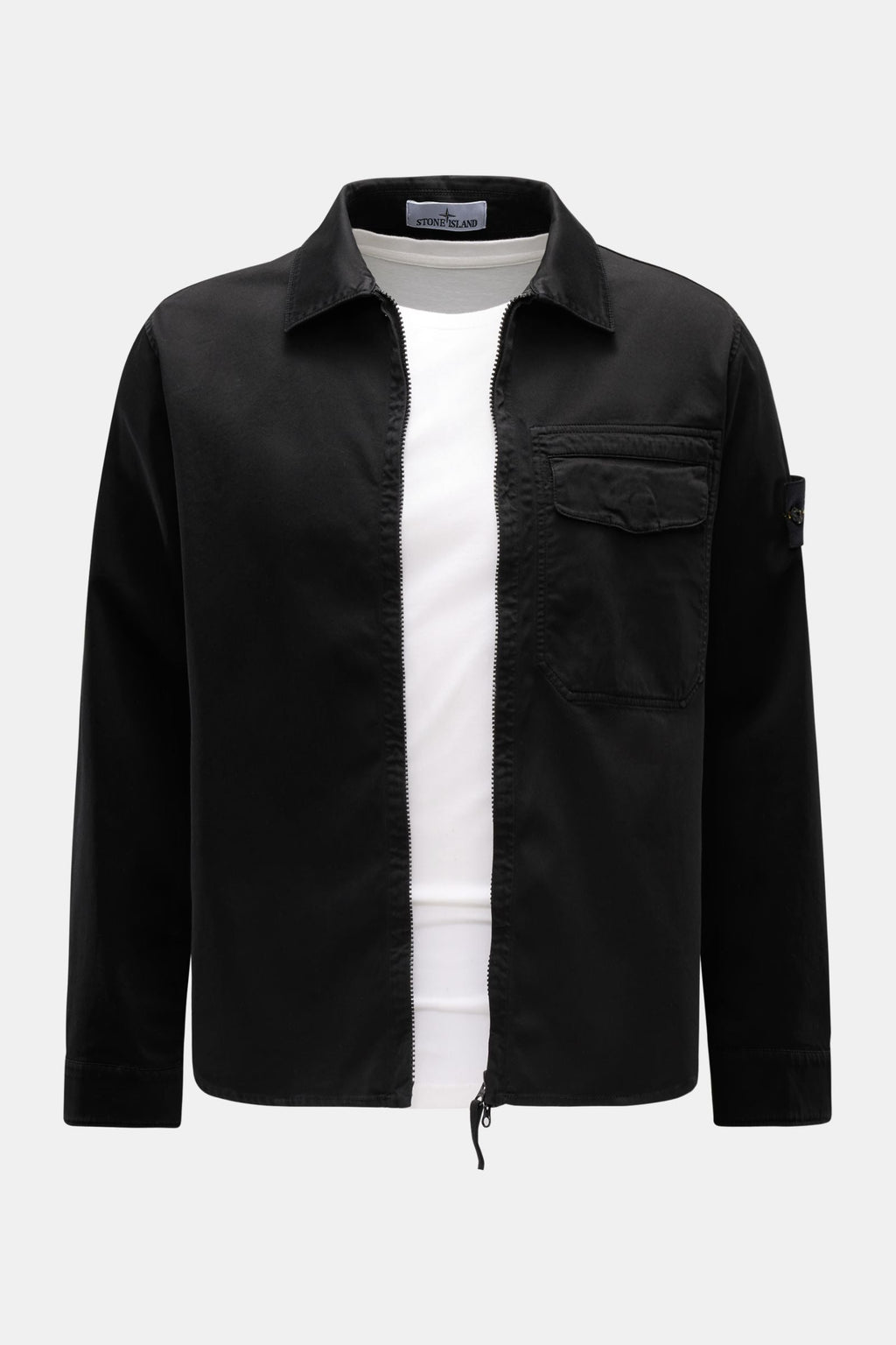 STONE ISLAND Overshirt 'Cotton Satin' — Black