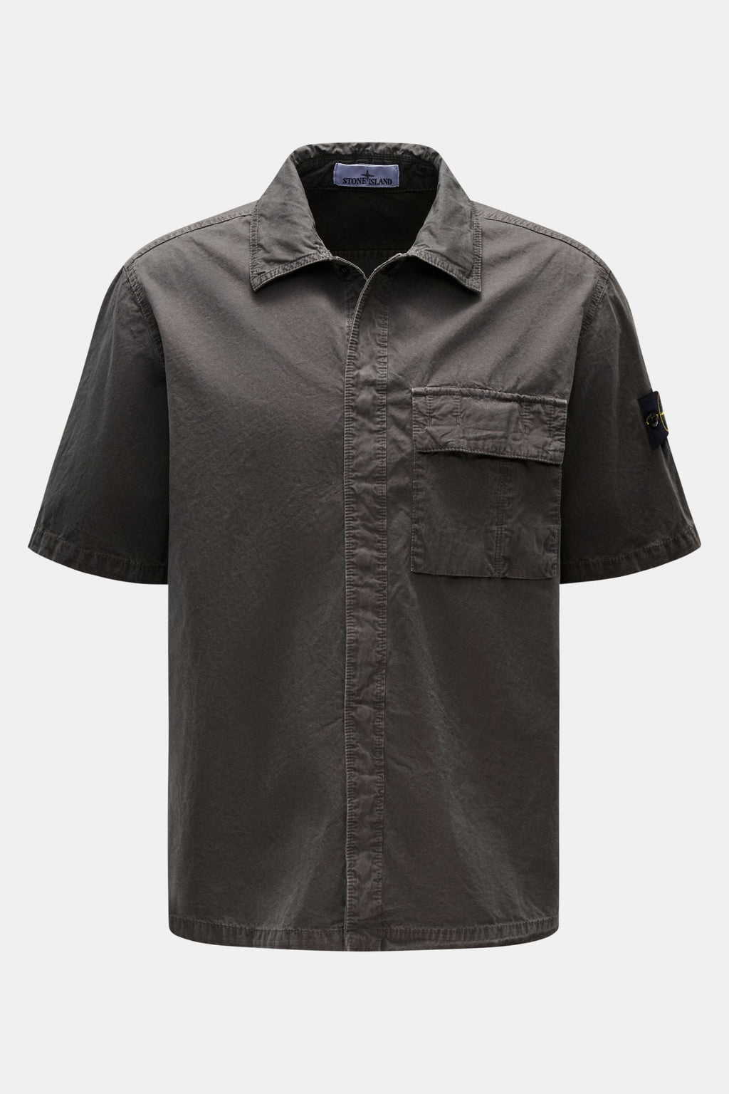 STONE ISLAND Short sleeve shirt 'Brushed Canvas' — Anthracite