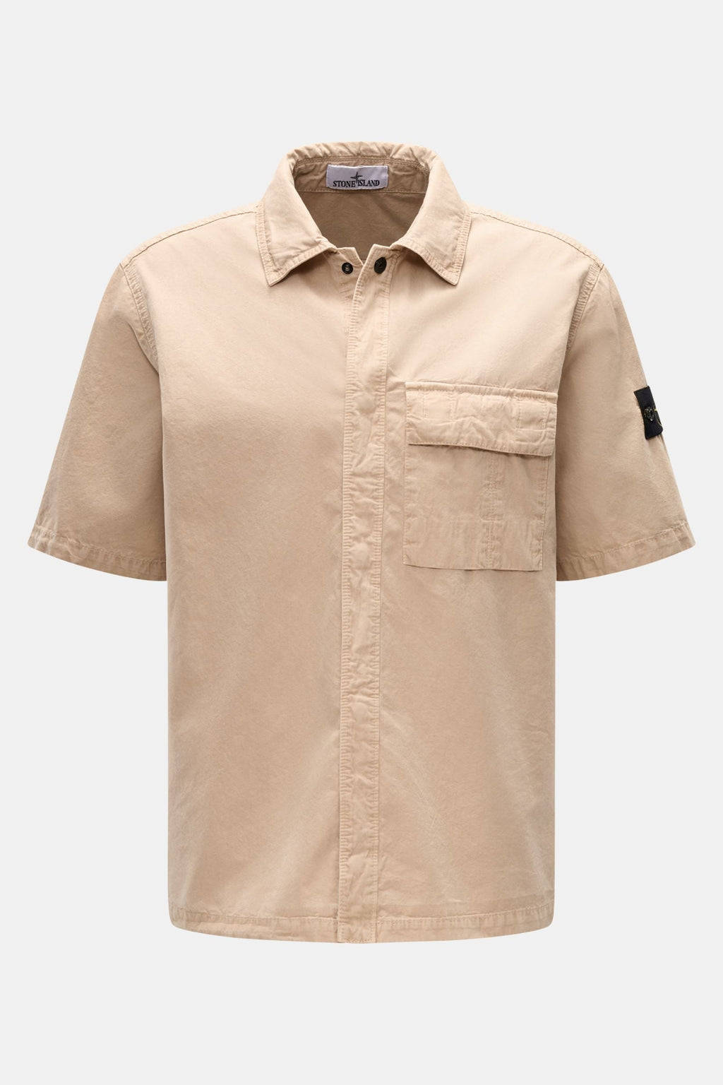 STONE ISLAND Short sleeve shirt 'Brushed Canvas' — Anthracite