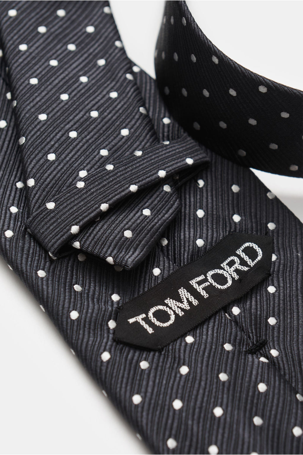 TOM FORD Silk tie anthracite / white dotted