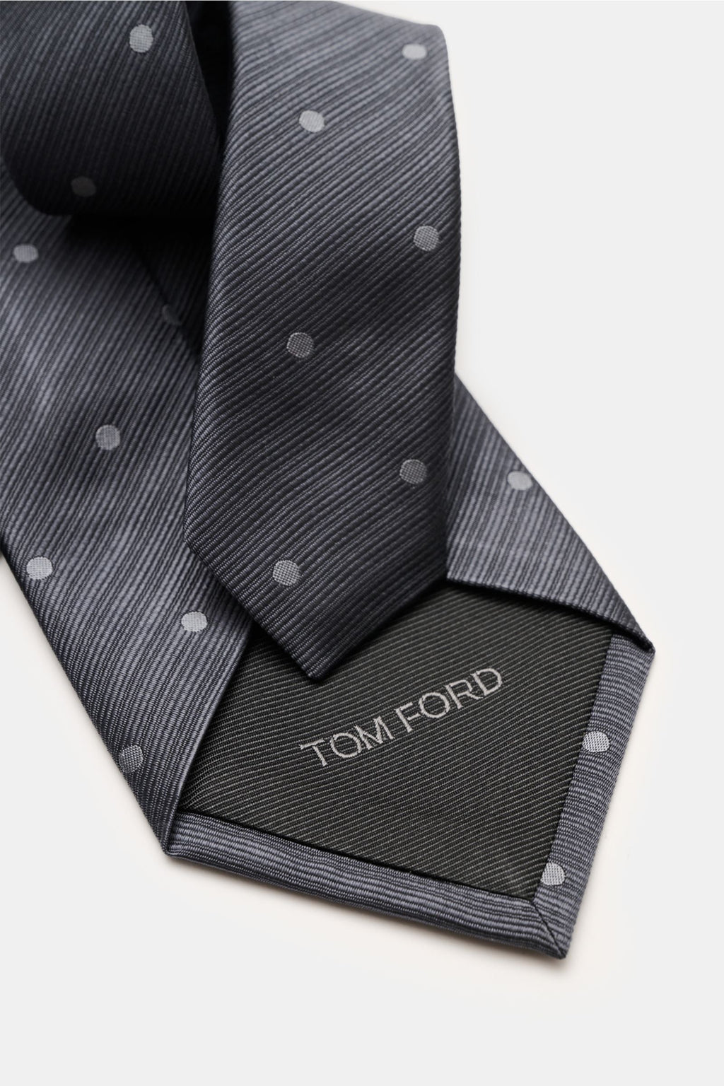 TOM FORD Silk tie dark grey / grey with polka dots