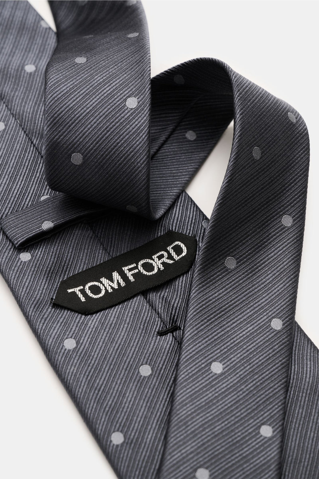 TOM FORD Silk tie dark grey / grey with polka dots