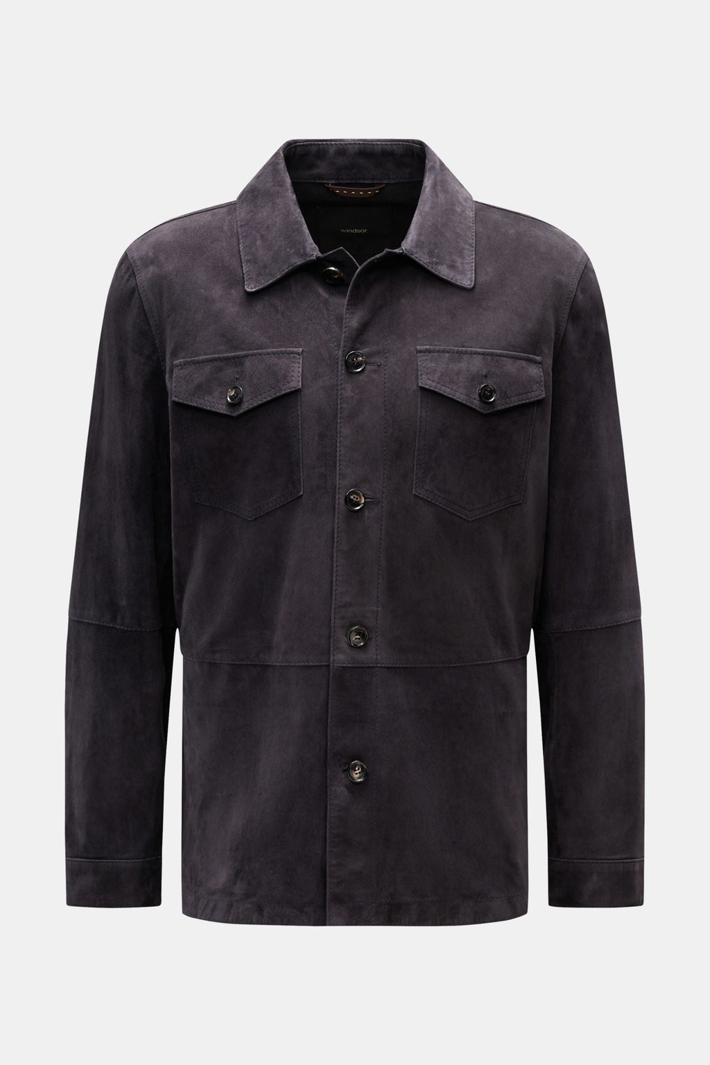 WINDSOR Leather overshirt 'Oleano' — Navy