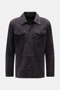 WINDSOR Leather overshirt 'Oleano' — Navy