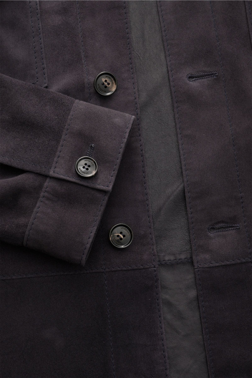 WINDSOR Leather overshirt 'Oleano' — Navy